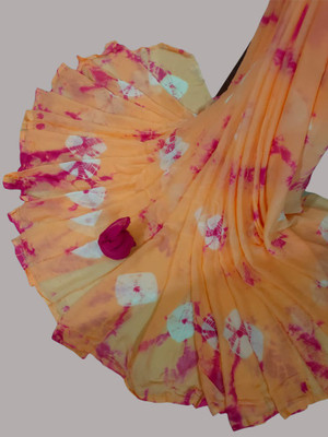 NeeLKANTH ENTERPRISE Color Block Bandhani Chiffon Saree(Cream)