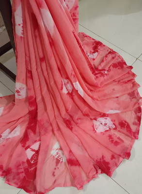 NeeLKANTH ENTERPRISE Blocked Printed Bandhani Chiffon Saree(Red)