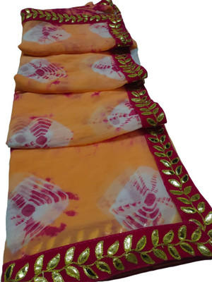 NeeLKANTH ENTERPRISE Embellished Bandhani Chiffon Saree(Cream)