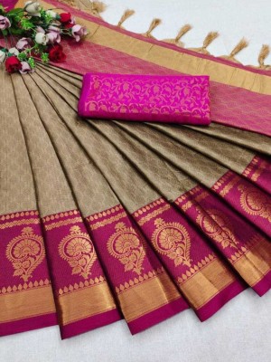 Hensi sarees shop Color Block, Temple Border, Ombre, Striped, Woven, Polka Print, Dyed, Solid/Plain, Checkered Banarasi Art Silk, Cotton Silk Saree(Pink, Beige)