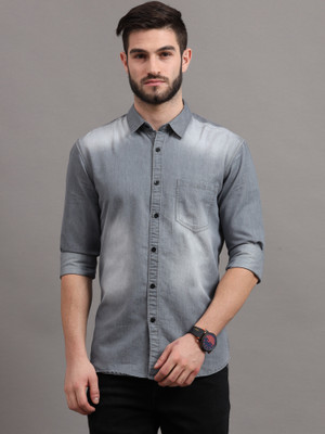 Regrowth Men Solid Casual Grey Shirt