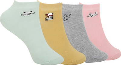 Khillayox Women Solid Ankle Length, Low Cut, Peds/Footie/No-Show(Pack of 4)
