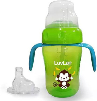 LuvLap Banana Time Anti Spill, Sipper Cup with Soft Silicone Spout and Straw(Green)