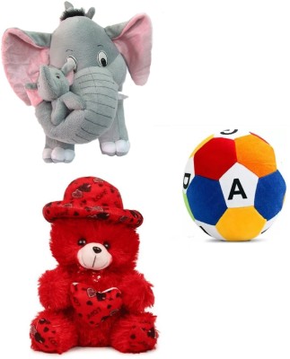 Ktkashish Toys soft toy Mother Elephnat, ABCD Ball With red love cap for gift (25-42 cm)  - 40 cm(Multicolor)