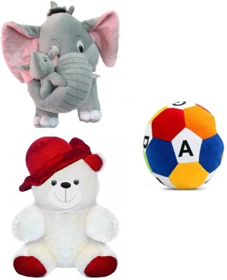 Ktkashish Toys soft toy Mother Elephnat, ABCD Ball With white red cap for gift (25-42 cm)  - 40 cm(Multicolor)