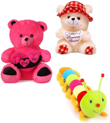 kashish trading company SOFT 3 DIL TEDDY, BUTTER RED CHECK WITH CATPILLAR-55 CM FOR GIFT (25-45 CM)  - 40 cm(Multicolor)