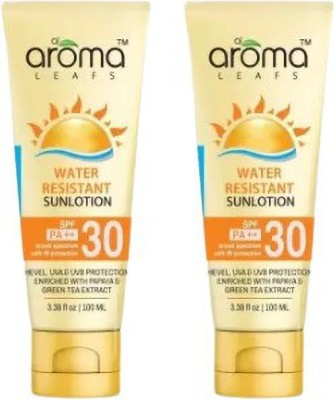 AlAroma Leafs Sunscreen - SPF 30 PA+++ WATER RESISTANT SUNLOTION SPF 30 PA+++ - PACK OF 2(200 ml)