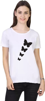 Tailed Beast Graphic Print Women Round Neck White T-Shirt