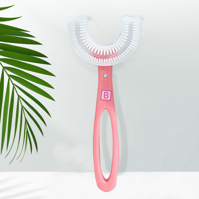 Bembika Baby Teether Toys U Shape Large Pink, Baby Teether Silicone (6-12 Year Baby). Teether(Dark Pink)
