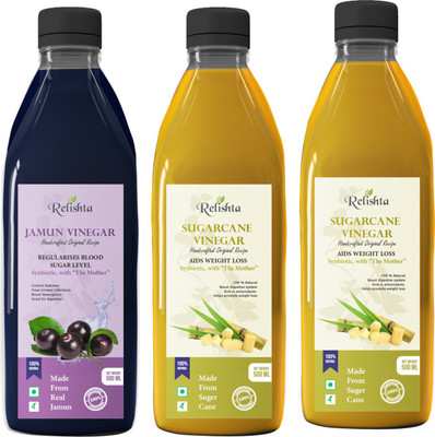 Relishta Jamun & Sugarcane Vinegar with Mother Vinegar (Pack of 3) Vinegar(3 x 500 ml)