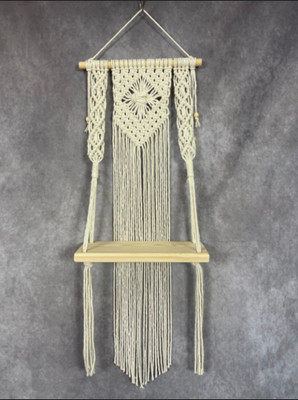 Aain Macrame Wall Shelf Hangers(White)