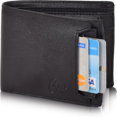 Sonrisa Men Casual Black Genuine Leather Wallet(10 Card Slots)