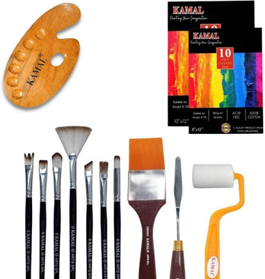 KAMAL Mix Exotic Full Toolkit with Canvas PAD 8X10,10X12 Set of 2 / Wooden Palette
