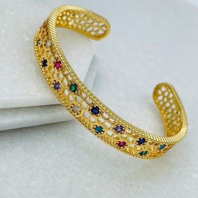 ZIVOM Copper Cubic Zirconia Gold-plated Kada