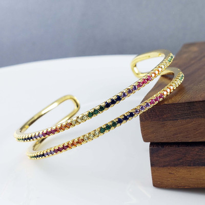ZIVOM Copper Cubic Zirconia Gold-plated Cuff