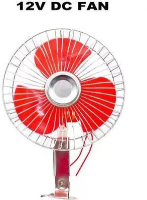 AUTOSITE Red 6 inch 12 Volts DC Fan Run Solar Panel or 12 Volts Car Fan Car Interior Fan Car Interior Fan(12 V)