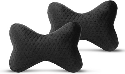 Auto Hub Black Velvet Car Pillow Cushion for Universal For Car(Rectangular)