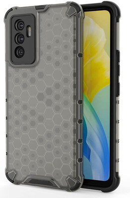 Empire Accessories Back Cover for vivo Y75 4G edge to edge Boom Transparent Honeycomb case(Black, Shock Proof, Pack of: 1)
