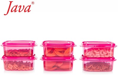 JAVA Plastic Cookie Jar  - 1.4 L(Pack of 6, Pink)