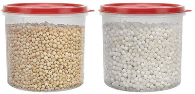 Flipkart SmartBuy Plastic Grocery Container  - 3500 ml(Pack of 2, Red)