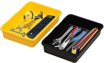 Flipkart SmartBuy Empty Cutlery Box Drawer Case(Black, Yellow  Holds 2 Pieces)