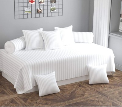 Belgium Furnishings Cotton Striped Diwan Set(White)