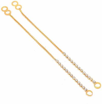 navjai Single Layer Earchain kanchain layer bridal wedding Champaswaralu kanoti 1pairs Cubic Zirconia, Zircon Alloy Earring Set, Huggie Earring
