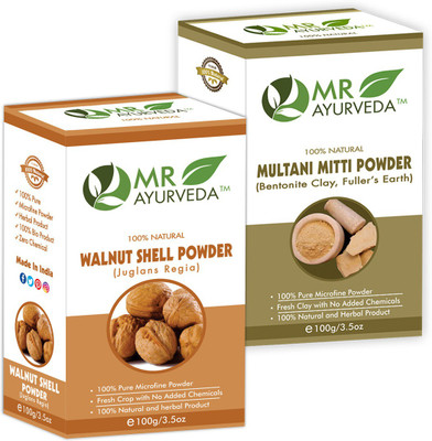 MR Ayurveda Walnut Shell Powder & Multani Mitti Powder - Set of 2(200 g)