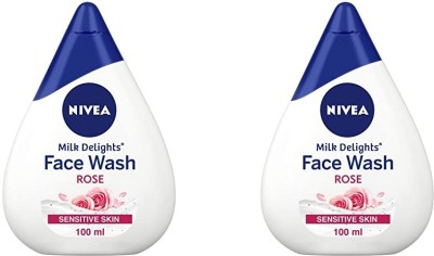 NIVEA MILK DELIGHT SENSITIVE SKIN FACE WASH 100 ML X 2 ROSE Face Wash