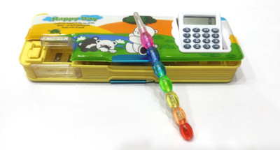 kia Multipurpose Magnetic Pencil Box with Calculator | Pencil case for kids Geometry Box(Multicolor)