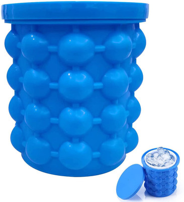 Planetone Silicone Ice Cube Maker Genie Space Saving Kitchen Ice Bucket Blue Silicone Ice Ball Tray(Pack of1)