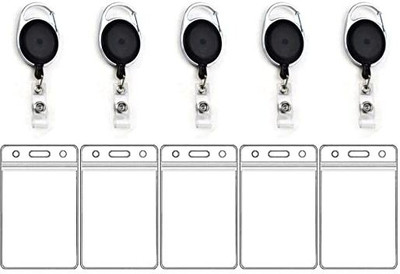 Dey 's stationery store Plastic ID Badge Holder, ID Badge Reel(Pack of 5)