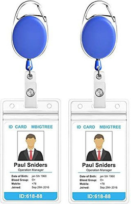 Dey 's stationery store Plastic ID Badge Holder, ID Badge Reel(Pack of 2)
