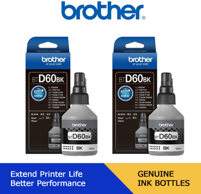 brother BTD60BK for Brother Ink Tank Printers Black - Twin Pack Ink Bottle
