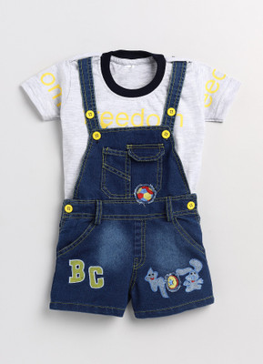 ZADMUS Dungaree For Baby Boys & Baby Girls Casual Applique Denim(Blue, Pack of 1)