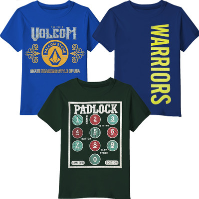 SmartRAHO Boys Typography Cotton Blend T Shirt  (Multicolor, Pack Of 3) For Rs. 199 @ 87 %