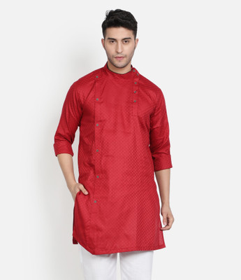 AEW DESIGNS Men Self Design Straight Kurta(Maroon)