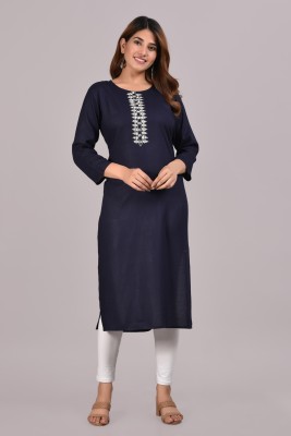 Iktai Women Printed A-line Kurta(Blue)