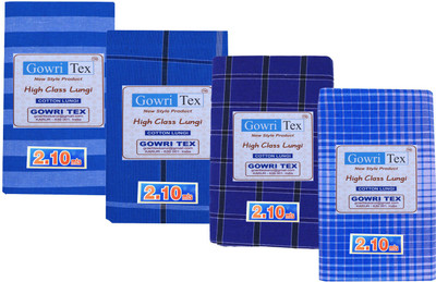GOWRI TEX Checkered Blue Lungi