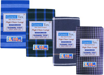 GOWRI TEX Checkered Blue, Purple Lungi