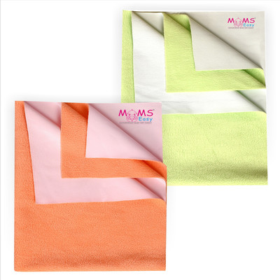 Moms Easy Cotton Baby Bed Protecting Mat(Peach,Green, Pack of 2, Small)