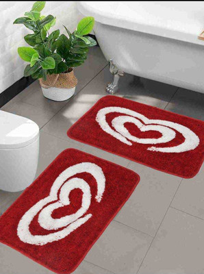 ZAIRE HOME Microfiber Floor Mat(Red, Free, Pack of 2)