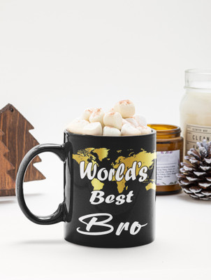BlueBells Gifting World best Bro Black Patch mug for birthday anniversary engagement Ceramic Coffee Mug(325 ml)