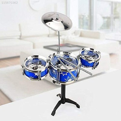JIGU ENTERPRISE Jazz Drum Set with 3 Musical Drum, 2 Drum Sticks and 1 Band Stand /Music Toys(Multicolor)