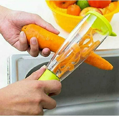 Sabdatit Enterprise Smart Vegetable/Fruit Peeler for Kitchen with Containers, Stainless Steel Blade Straight Peeler(Green)