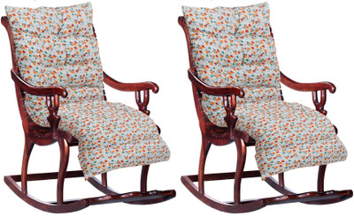 Heart Home Microfibre Floral Chair Pad Pack of 2(White)