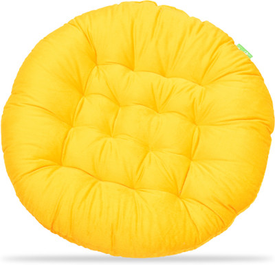 Next Go Polyester Fibre, Gel Solid Floor Cushion Pack of 1(Yellow)