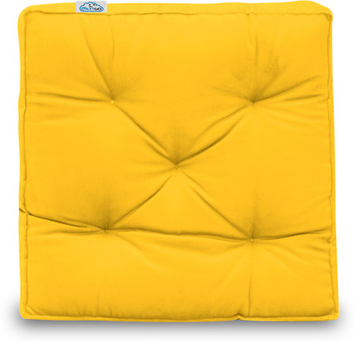 Next Go Cotton Solid Chair Pad Pack of 1(Yellow)