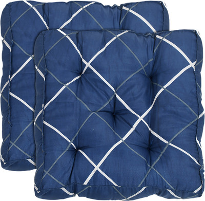 Heart Home Microfibre Geometric Chair Pad Pack of 2(Blue)