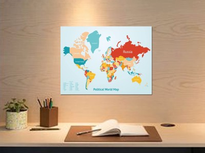 World Map - Laminated Both Sides Paper Print(2 inch X 2 inch)